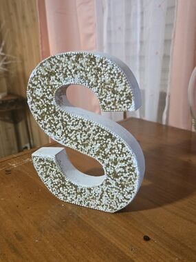 Source Unknown White & Gold Decorative S Letter Sculpture